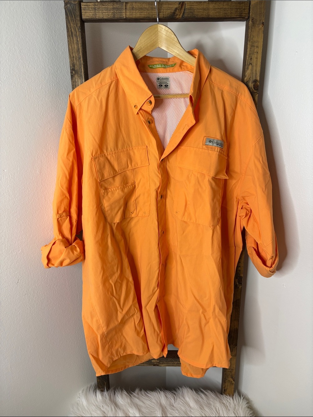 Columbia Orange Lightweight Men's Shirt Jacket Size XL